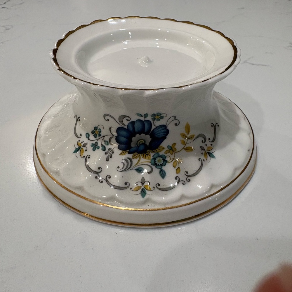 Classic White and Blue Floral Ceramic Candle Holder